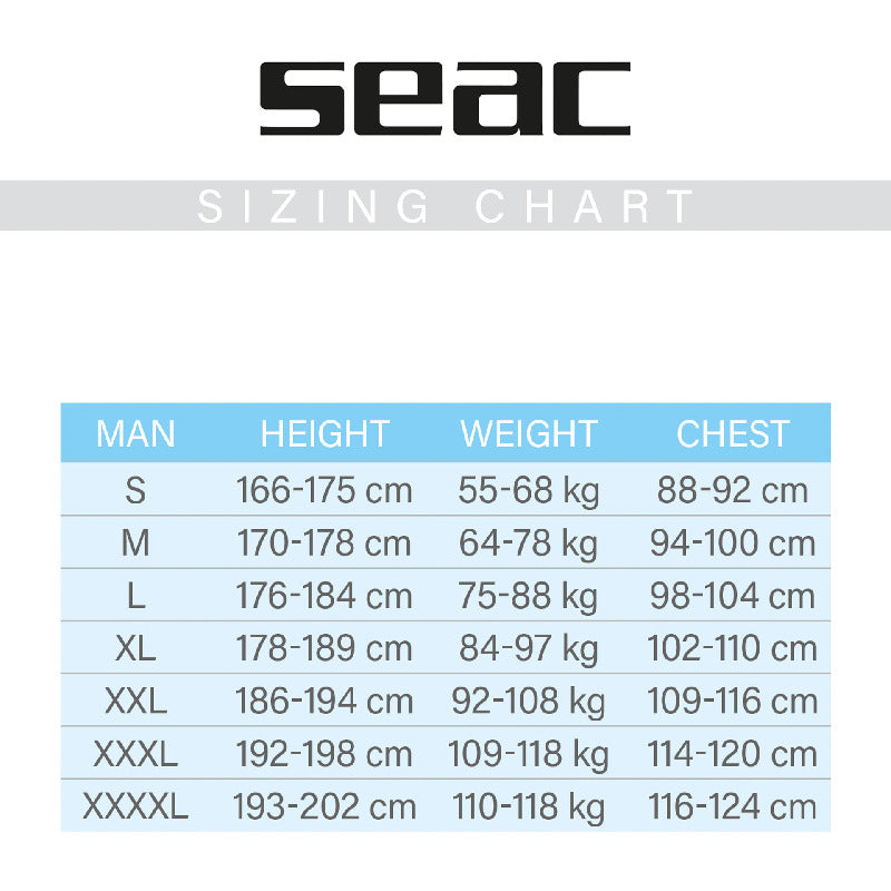 Seac Relax Man 2.2mm Full wetsuit Size Large, XL, XXL, XXXL and 4XL – Aqua  Sport Scuba Center