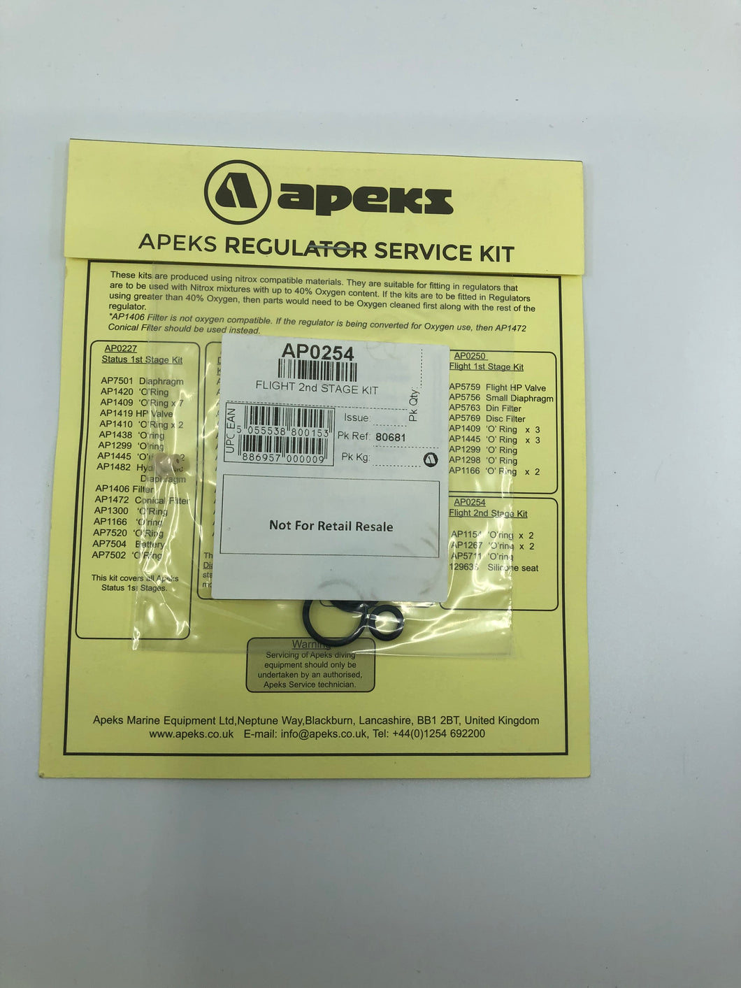 Apeks Flight Second Stage Service Kit AP0254