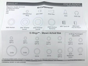 Oceanic First Stage kits for pre 1995 Piston, pre 1995 balanced piston, PX2 and PX3 40.6186