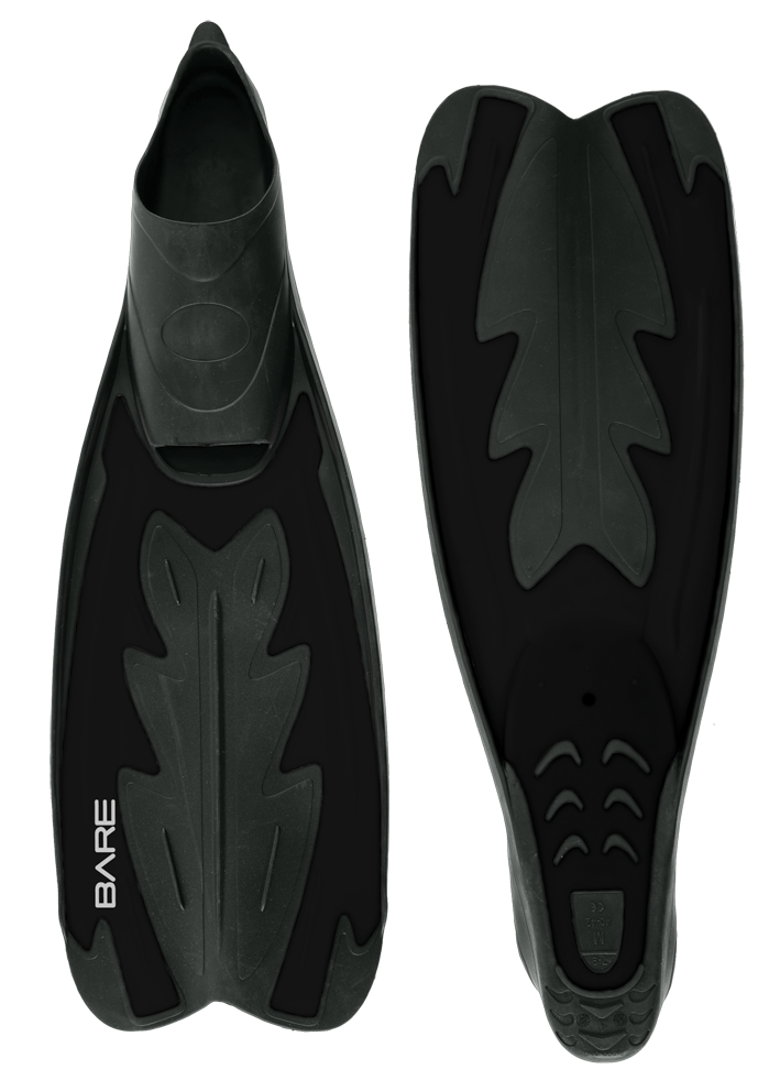 Bare Fastback fullfoot fins Size X-large in Black only